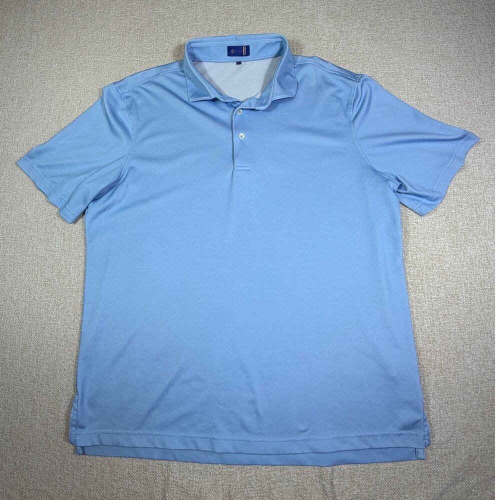 Stitch Mens Large Blue Polo Shirt Short Sleeve 3 Button Performance Casual Golf